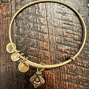 Alex and Ani Matte Gold Bee Charm Bangle Bracelet